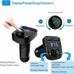 Merkloos Bluetooth Carkit FM Transmitter Om Handsfree Te Bellen En Draadloos Muziek Te Streamen, Met Volumeknop En Oplaadfunctie Voor 2 Telefoons Tegelijkertijd | Display | Handsfree Bellen | USB Oplader | MP3 Speler | Bluetooth | Aux | TF-Kaart | HY-82 6 Merkloos Bluetooth Carkit FM Transmitter Om Handsfree Te Bellen En Draadloos Muziek Te Streamen, Met Volumeknop En Oplaadfunctie Voor 2 Telefoons Tegelijkertijd | Display | Handsfree Bellen | USB Oplader | MP3 Speler | Bluetooth | Aux | TF-Kaart | HY-82 -70Mai SHOP 550x547 9