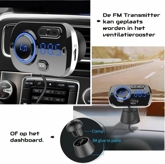 ElQing FM Transmitter Bluetooth - Draadloze Carkit - 2x Fastcharger USB Poort - Handsfree Bellen - Voor Alle Telefoons - FM Transmitter Auto 4 ElQing FM Transmitter Bluetooth - Draadloze Carkit - 2x Fastcharger USB Poort - Handsfree Bellen - Voor Alle Telefoons - FM Transmitter Auto - Image 2