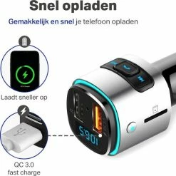 Vivid Green Bluetooth Auto FM Transmitter - MP3 - USB - Autolader - Carkit- Oplader - Zwart/Chrome -70Mai SHOP 550x549 2