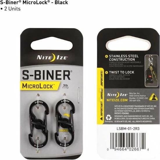Nite Ize Nite S-Biner Microlock Stainless Black Carabiner 7 Nite Ize Nite S-Biner Microlock Stainless Black Carabiner - Image 5