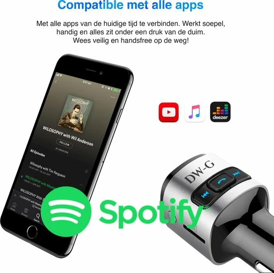 DW-G Bluetooth FM Transmitter - Auto Lader - Carkit - Handsfree - MP3 - USB - SD Kaart - Snel Lader - Bluetooth Audio Receiver 8 DW-G Bluetooth FM Transmitter - Auto Lader - Carkit - Handsfree - MP3 - USB - SD Kaart - Snel Lader - Bluetooth Audio Receiver - Image 6