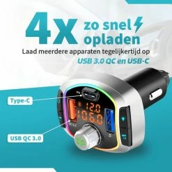 DINTO® Bluetooth FM Transmitter BC63 - Auto Lader - Carkit - Handsfree - USB 3.0 - MP3 - SD Kaart - Snel Lader - Bluetooth Receiver -70Mai SHOP 550x550 157