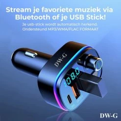 DW-G Bluetooth FM Transmitter - Auto Lader - Carkit - Handsfree - MP3 - USB - Snel Lader - Noise Cancelling - Nieuw Model -70Mai SHOP 550x550 171