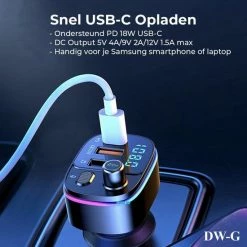 DW-G Bluetooth FM Transmitter - Auto Lader - Carkit - Handsfree - MP3 - USB - Snel Lader - Noise Cancelling - Nieuw Model -70Mai SHOP 550x550 174