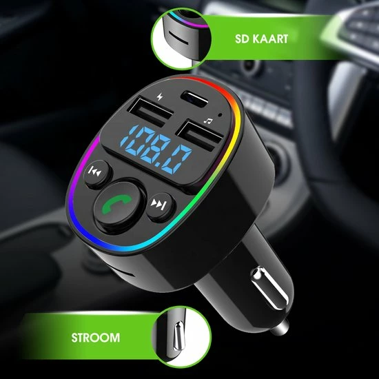 DynaBright FM Transmitter Bluetooth ? Snellader - Handsfree Bellen - RGB - USB C - USB - Handsfree Bellen Auto Bluetooth - Bluetooth FM Transmitter ? Autolader ? Carkit ? Bluetooth Transmitter - MP3 - SD Kaart 7 DynaBright FM Transmitter Bluetooth ? Snellader - Handsfree Bellen - RGB - USB C - USB - Handsfree Bellen Auto Bluetooth - Bluetooth FM Transmitter ? Autolader ? Carkit ? Bluetooth Transmitter - MP3 - SD Kaart - Image 5