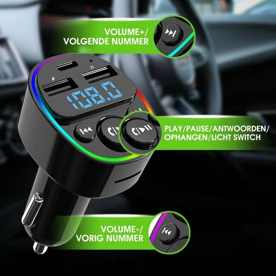 DynaBright FM Transmitter Bluetooth ? Snellader - Handsfree Bellen - RGB - USB C - USB - Handsfree Bellen Auto Bluetooth - Bluetooth FM Transmitter ? Autolader ? Carkit ? Bluetooth Transmitter - MP3 - SD Kaart 8 DynaBright FM Transmitter Bluetooth ? Snellader - Handsfree Bellen - RGB - USB C - USB - Handsfree Bellen Auto Bluetooth - Bluetooth FM Transmitter ? Autolader ? Carkit ? Bluetooth Transmitter - MP3 - SD Kaart - Image 6