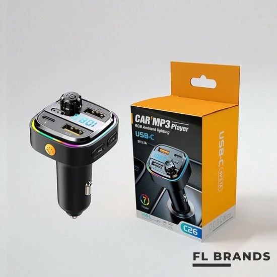 FL Brands Bluetooth FM Transmitter - Auto Snel Lader - Carkit - Handsfree - MP3 - USB-A 3.0 - USB-C - Bluetooth Audio - Noise Cancelling - Nieuw Model 4 FL Brands Bluetooth FM Transmitter - Auto Snel Lader - Carkit - Handsfree - MP3 - USB-A 3.0 - USB-C - Bluetooth Audio - Noise Cancelling - Nieuw Model - Image 2