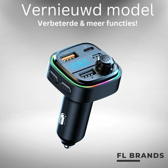 FL Brands Bluetooth FM Transmitter - Auto Snel Lader - Carkit - Handsfree - MP3 - USB-A 3.0 - USB-C - Bluetooth Audio - Noise Cancelling - Nieuw Model 5 FL Brands Bluetooth FM Transmitter - Auto Snel Lader - Carkit - Handsfree - MP3 - USB-A 3.0 - USB-C - Bluetooth Audio - Noise Cancelling - Nieuw Model - Image 3