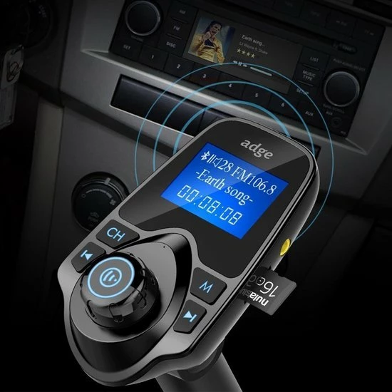 Adge Bluetooth FM Transmitter, 120 ° Rotatie Auto Radio Adapter CarKit Met 4 Music Play Modes / Hands-free Bellen / TF Kaart / USB Auto Lader / USB Flash Drive / AUX Input / Output 1.44 Inch LCD Display/ Bluetooth Carkit 5 In 1 7 Adge Bluetooth FM Transmitter, 120 ° Rotatie Auto Radio Adapter CarKit Met 4 Music Play Modes / Hands-free Bellen / TF Kaart / USB Auto Lader / USB Flash Drive / AUX Input / Output 1.44 Inch LCD Display/ Bluetooth Carkit 5 In 1 - Image 5