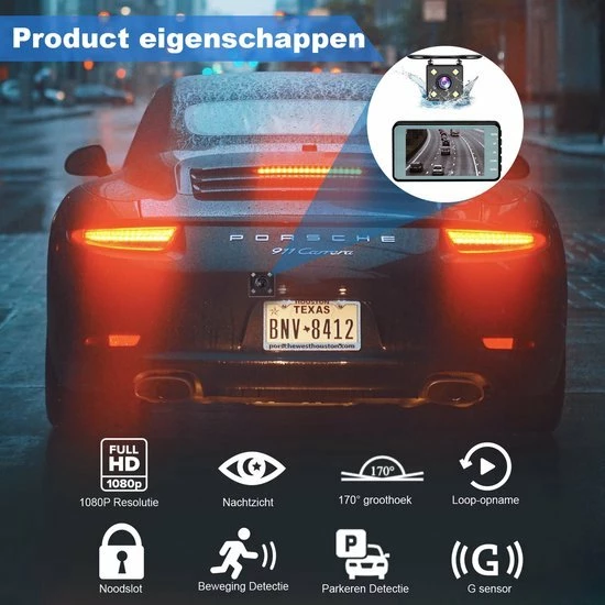 CAR Care Carcare Dashcam Voor Auto – Voor En Achter Camera – Full HD – Parkeerstand - G-sensor – IPS-display - 170° Wijdhoeklens - Nachtvisie 6 CAR Care Carcare Dashcam Voor Auto – Voor En Achter Camera – Full HD – Parkeerstand - G-sensor – IPS-display - 170° Wijdhoeklens - Nachtvisie - Image 4