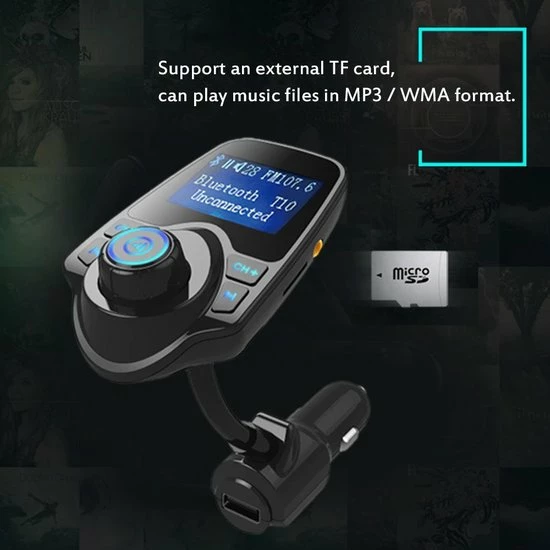 FM Transmitter Voor In De Auto - Handsfree Bellen - USB Ingang - Auto Bluetooth - Carkit Met AUX - Bluetooth Handsfree Carkit- Fm Transmitter - T10 5 FM Transmitter Voor In De Auto - Handsfree Bellen - USB Ingang - Auto Bluetooth - Carkit Met AUX - Bluetooth Handsfree Carkit- Fm Transmitter - T10 - Image 3