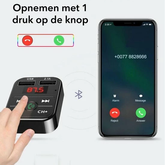 Merkloos Bluetooth FM Transmitter Voor Auto - Zwart 5 Merkloos Bluetooth FM Transmitter Voor Auto - Zwart - Image 3