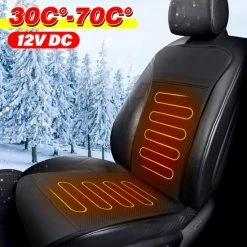 ELUTO Stoelverwarmers - Auto Verwarmd Zitkussen - Voor Meeste Standaard 12V Powervoertuigen, Auto's, SUV En RV Stoel - Zwart - Temperatuurregelbereik: 30℃-70℃ - 68 X 50 Cm