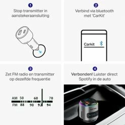 Vivid Green Bluetooth Auto FM Transmitter - MP3 - USB - Autolader - Carkit- Oplader - Zwart/Chrome -70Mai SHOP 550x550 54
