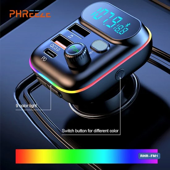 Phreeze Bluetooth FM Transmitter - Autolader - Bluetooth Carkit - Handsfree - Muziek Streamen - Bluetooth 5.0 En USB 3.0 Quick Charge - Handsfree Bellen - Extra Grote Microfoon - Extra Bass - Telefoon Opladen - Spraakbediening - Auto Accessoires 4 Phreeze Bluetooth FM Transmitter - Autolader - Bluetooth Carkit - Handsfree - Muziek Streamen - Bluetooth 5.0 En USB 3.0 Quick Charge - Handsfree Bellen - Extra Grote Microfoon - Extra Bass - Telefoon Opladen - Spraakbediening - Auto Accessoires - Image 2