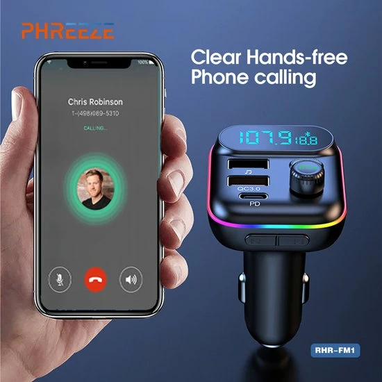 Phreeze Bluetooth FM Transmitter - Autolader - Bluetooth Carkit - Handsfree - Muziek Streamen - Bluetooth 5.0 En USB 3.0 Quick Charge - Handsfree Bellen - Extra Grote Microfoon - Extra Bass - Telefoon Opladen - Spraakbediening - Auto Accessoires 5 Phreeze Bluetooth FM Transmitter - Autolader - Bluetooth Carkit - Handsfree - Muziek Streamen - Bluetooth 5.0 En USB 3.0 Quick Charge - Handsfree Bellen - Extra Grote Microfoon - Extra Bass - Telefoon Opladen - Spraakbediening - Auto Accessoires - Image 3