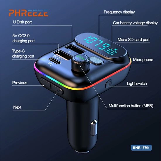 Phreeze Bluetooth FM Transmitter - Autolader - Bluetooth Carkit - Handsfree - Muziek Streamen - Bluetooth 5.0 En USB 3.0 Quick Charge - Handsfree Bellen - Extra Grote Microfoon - Extra Bass - Telefoon Opladen - Spraakbediening - Auto Accessoires 6 Phreeze Bluetooth FM Transmitter - Autolader - Bluetooth Carkit - Handsfree - Muziek Streamen - Bluetooth 5.0 En USB 3.0 Quick Charge - Handsfree Bellen - Extra Grote Microfoon - Extra Bass - Telefoon Opladen - Spraakbediening - Auto Accessoires - Image 4