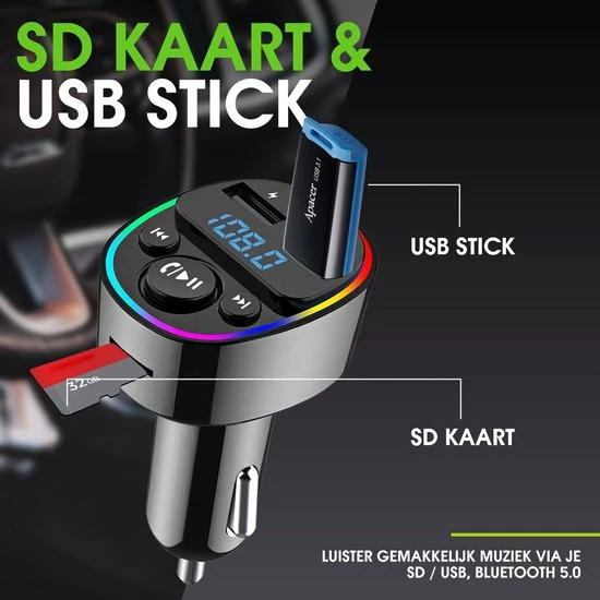 G67 Bluetooth Carkit FM Transmitter Bluetooth 5.0 - Carkit - Autolader - Led - Handsfree 5 G67 Bluetooth Carkit FM Transmitter Bluetooth 5.0 - Carkit - Autolader - Led - Handsfree - Image 3