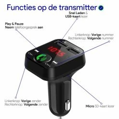 Wadu Bluetooth FM Transmitter - Bluetooth Ontvanger Voor In De Auto - USB - Handsfree Carkit -70Mai SHOP 550x550 61