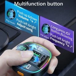 Lavish - Products Bluetooth FM Transmitter - Carkit - Autolader - 2x Fastcharger USB Poort - USB-C Poort - Handsfree Bellen - Voor Alle Telefoons - Bluetooth 5.0 - RGB Light -70Mai SHOP 550x550 624