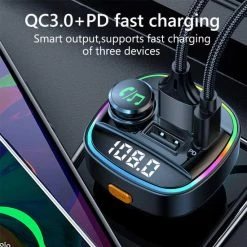 Lavish - Products Bluetooth FM Transmitter - Carkit - Autolader - 2x Fastcharger USB Poort - USB-C Poort - Handsfree Bellen - Voor Alle Telefoons - Bluetooth 5.0 - RGB Light -70Mai SHOP 550x550 625