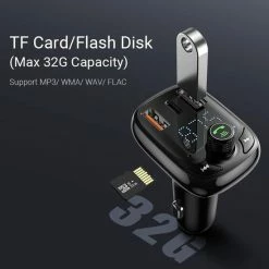 Baseus InAuto FM Transmitter | Bluetooth FM Transmitter Auto MP3-Player Handsfree Wireless Radio Audio Adapter Met USB Disk/SD Kaart - Quick Charger 4.0 -70Mai SHOP 550x550 663