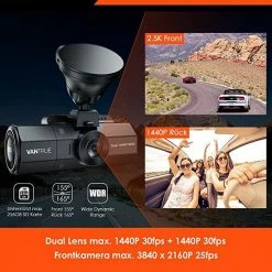 VANTRUE N2S 4K Dashcam Auto Dual 1440P Dash Cam Voorzijde Achter, GPS 24uur Dual Parkeerbewaking, Dasch-Cam Infrarood Nachtzicht, 2160P Voor, 2 Inch 320? Supercondensator Autocamera G-sensor Max. 512GB -70Mai SHOP 550x550 671
