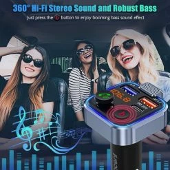BT Carkit FM-zender Transmitter Adapter Bluetooth V5.0 Autoradio Diepe Basmuziekadapter Handsfree Autolader Met Dubbele USB-Poorten PD Type-C 18W QC 3.0 USB-Snellader Blauw Omgevingslicht -70Mai SHOP 550x550 688