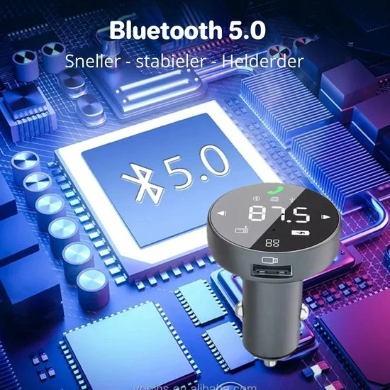 PiXXO? Smart FM Transmitter - Bluetooth 5.0 - USB 3.0 Snellader - USB A + USB C / TF-Slot - Carkit - Handsfree Bellen 4 PiXXO? Smart FM Transmitter - Bluetooth 5.0 - USB 3.0 Snellader - USB A + USB C / TF-Slot - Carkit - Handsfree Bellen - Image 2