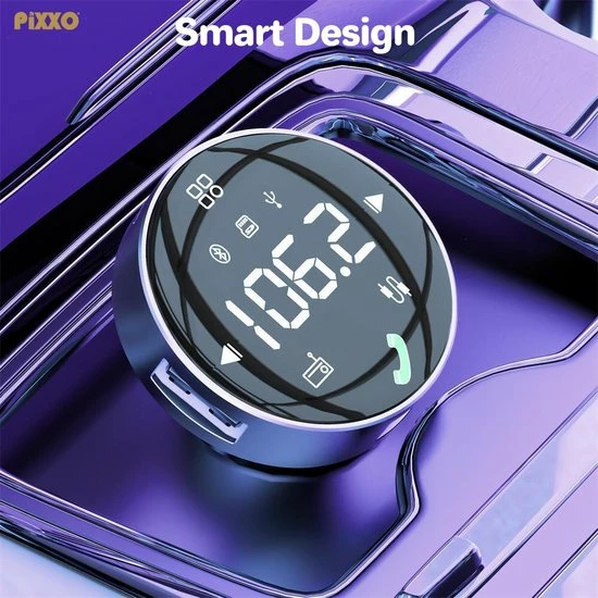 PiXXO? Smart FM Transmitter - Bluetooth 5.0 - USB 3.0 Snellader - USB A + USB C / TF-Slot - Carkit - Handsfree Bellen 11 PiXXO? Smart FM Transmitter - Bluetooth 5.0 - USB 3.0 Snellader - USB A + USB C / TF-Slot - Carkit - Handsfree Bellen - Image 9