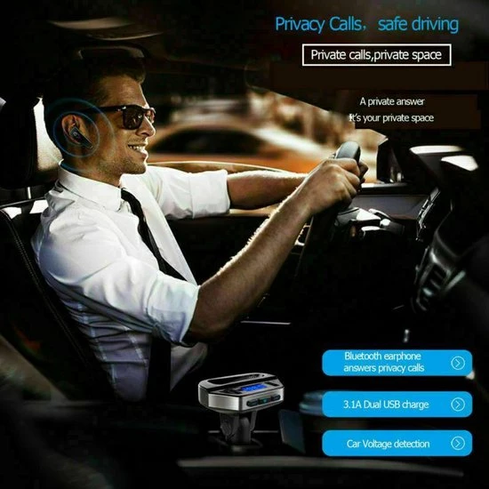 Merkloos LuxeBass Draadloze FM Transmitter Met Bluetooth Headset - Auto Carkit Met USB Poort Oplader En LED Scherm - Autolader Met Micro SD En AUX Input - Handsfree Bellen - Muziek Streamen - Voice Navigatie - Telefoon Opladen 13 Merkloos LuxeBass Draadloze FM Transmitter Met Bluetooth Headset - Auto Carkit Met USB Poort Oplader En LED Scherm - Autolader Met Micro SD En AUX Input - Handsfree Bellen - Muziek Streamen - Voice Navigatie - Telefoon Opladen - Image 11