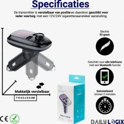 Bluetooth FM Transmitter - Autoradio - Carkit - Auto Accessories - Bluetooth Adapter - MP3 Speler - USB Stick - SD Kaart - Snellader Iphone/Samsung/Huawei - Muziek Streamen - Handsfree Bellen - Daily Logix? -70Mai SHOP 550x552