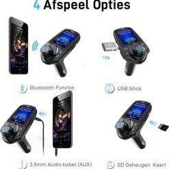 FM Transmitter Bluetooth Draadloze Carkit / MP3 Speler Mobiel / Handsfree Bellen In De Auto / AUX Input / Lader / USB Flash Drive / Muziek / Audio / Radio / TF Kaart / Carkit Adapter - Swifty -70Mai SHOP 550x554 10