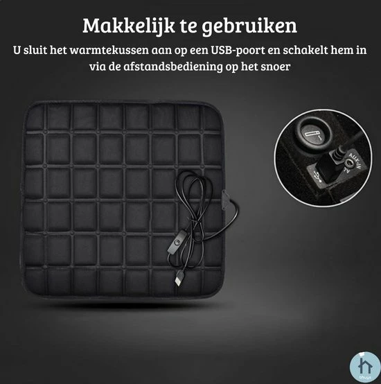 Thuys Warmtekussen - Stoelverwarming - Autostoel Verwarming - Zwart/USB 8 Thuys Warmtekussen - Stoelverwarming - Autostoel Verwarming - Zwart/USB - Image 6