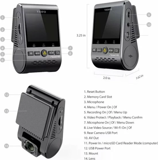 Viofo A129 Plus 1CH QuadHD Wifi GPS Dashcam Voor Auto 4 Viofo A129 Plus 1CH QuadHD Wifi GPS Dashcam Voor Auto - Image 2