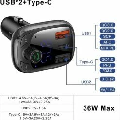 Baseus InAuto FM Transmitter | Bluetooth FM Transmitter Auto MP3-Player Handsfree Wireless Radio Audio Adapter Met USB Disk/SD Kaart - Quick Charger 4.0 -70Mai SHOP 550x555 7