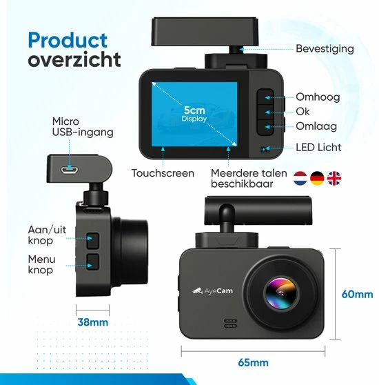 AyeCam Dashcam Pro Max - FULL HD & Nachtvisie – G-Sensor - Incl 32GB SD - Dashcam voor Auto - Met App AyeCam Dashcam Pro Max - FULL HD & Nachtvisie – G-Sensor - Incl 32GB SD - Dashcam Voor Auto - Met App -70Mai SHOP