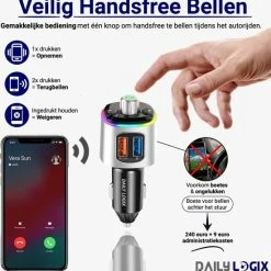 Bluetooth FM Transmitter - Muziek Streamen - Handsfree Bellen - Carkit Met LED Verlichting - Auto Accessories - Bluetooth Adapter - MP3 Speler - USB Stick - SD Kaart - Snellader Iphone/Samsung - Autoradio - Daily Logix® -70Mai SHOP 550x562