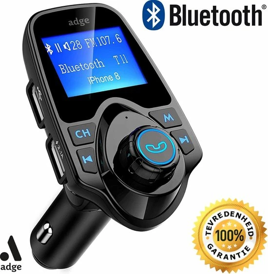 Adge Bluetooth FM Transmitter, 120 ° Rotatie Auto Radio Adapter CarKit Met 4 Music Play Modes / Hands-free Bellen / TF Kaart / USB Auto Lader / USB Flash Drive / AUX Input / Output 1.44 Inch LCD Display/ Bluetooth Carkit 5 In 1 3 Adge Bluetooth FM Transmitter, 120 ° Rotatie Auto Radio Adapter CarKit Met 4 Music Play Modes / Hands-free Bellen / TF Kaart / USB Auto Lader / USB Flash Drive / AUX Input / Output 1.44 Inch LCD Display/ Bluetooth Carkit 5 In 1