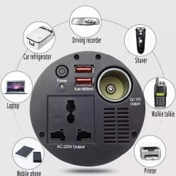 MTM 150W Auto-omvormer Bekerhouder Met Stopcontacten En 4.8A Dubbele USB-oplaadpoorten Auto-adapter Naar Sigarettenaansteker In De Auto Geschikt Voor Macbook / Laptop / Koelkast -70Mai SHOP 550x564 3