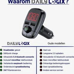 Bluetooth FM Transmitter - Autoradio - Carkit - Auto Accessories - Bluetooth Adapter - MP3 Speler - USB Stick - SD Kaart - Snellader Iphone/Samsung/Huawei - Muziek Streamen - Handsfree Bellen - Daily Logix? -70Mai SHOP 550x567