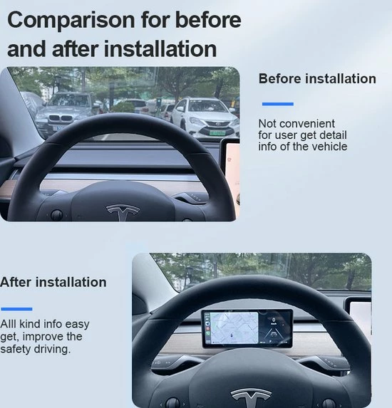 Ossora Draadloos Apple Carplay Scherm Voor Tesla Model 3 En Model Y - 9 Inch HUD - Android Auto - Waze 11 Ossora Draadloos Apple Carplay Scherm Voor Tesla Model 3 En Model Y - 9 Inch HUD - Android Auto - Waze - Afbeelding 9