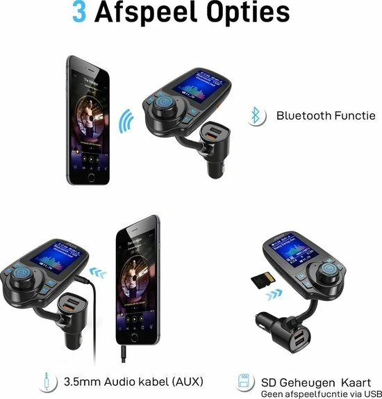 Athletix? FM Transmitter Bluetooth Draadloze Carkit 2020 / MP3 Speler Mobiel / Handsfree Bellen In De Auto / AUX Input / Lader / USB Flash Drive / Muziek / Audio / Radio / SD/TF Kaart / Carkit Adapter T10D 7 Athletix? FM Transmitter Bluetooth Draadloze Carkit 2020 / MP3 Speler Mobiel / Handsfree Bellen In De Auto / AUX Input / Lader / USB Flash Drive / Muziek / Audio / Radio / SD/TF Kaart / Carkit Adapter T10D - Image 5