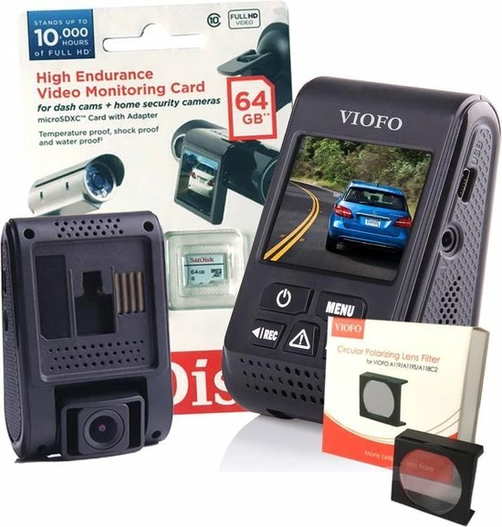 Viofo Dashcam A119 - Bundel - GPS - CPL-filter - 64Gb Sandisk High Endurance Card 3 Viofo Dashcam A119 - Bundel - GPS - CPL-filter - 64Gb Sandisk High Endurance Card