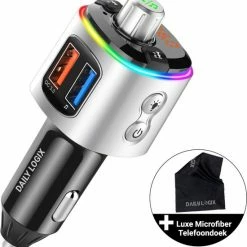 Bluetooth FM Transmitter - Muziek Streamen - Handsfree Bellen - Carkit Met LED Verlichting - Auto Accessories - Bluetooth Adapter - MP3 Speler - USB Stick - SD Kaart - Snellader Iphone/Samsung - Autoradio - Daily Logix®
