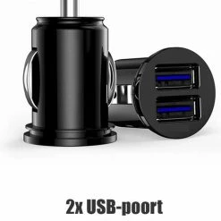 Universeel Merk Dual Port USB 3.1A Snellader Auto - Mini Formaat - Duo Lader - 12 Tot 24 Volt - Quick Charge - Micro - Autolader - Usb Plug - Sigarettenaansteker - Laadplug - Telefoonlader Auto