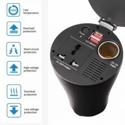 MTM 150W Auto-omvormer Bekerhouder Met Stopcontacten En 4.8A Dubbele USB-oplaadpoorten Auto-adapter Naar Sigarettenaansteker In De Auto Geschikt Voor Macbook / Laptop / Koelkast -70Mai SHOP 550x580 5