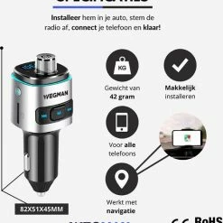 Wegman Bluetooth FM Transmitter - Autolader - Bluetooth Carkit -70Mai SHOP 550x596