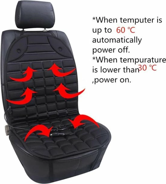 Sitna Autostoel Verwarmer - 12 Volt Auto Verwarming Zitkussen - Rugkussen - Auto Hoes - Zwart 5 Sitna Autostoel Verwarmer - 12 Volt Auto Verwarming Zitkussen - Rugkussen - Auto Hoes - Zwart - Image 3