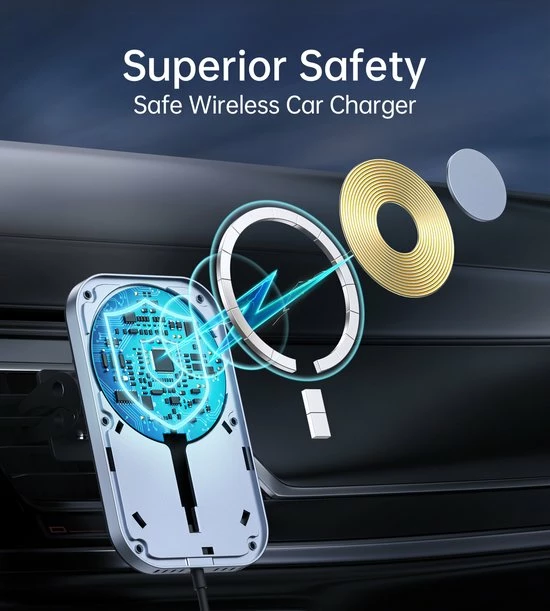 Choetech - Magnethische Draadloze Oplader Smartphone Auto - MagLeap (Magsafe) Magnetic Wireless Car Charger 5 Choetech - Magnethische Draadloze Oplader Smartphone Auto - MagLeap (Magsafe) Magnetic Wireless Car Charger - Image 3